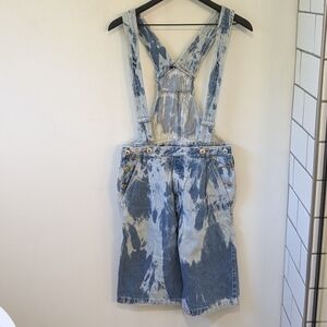 Vintage Girls Union Bay Bleached Denim Short Overalls XL